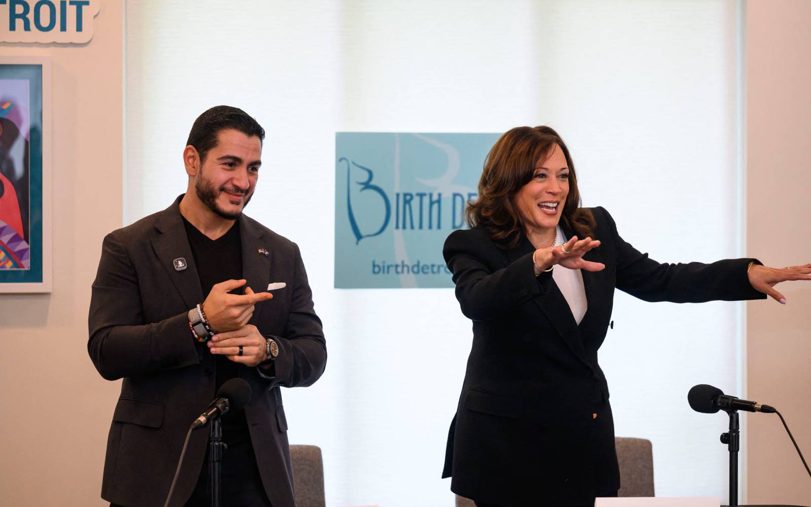 US ex-VP Harris campaigns for leftist El-Sayed in key Senate race