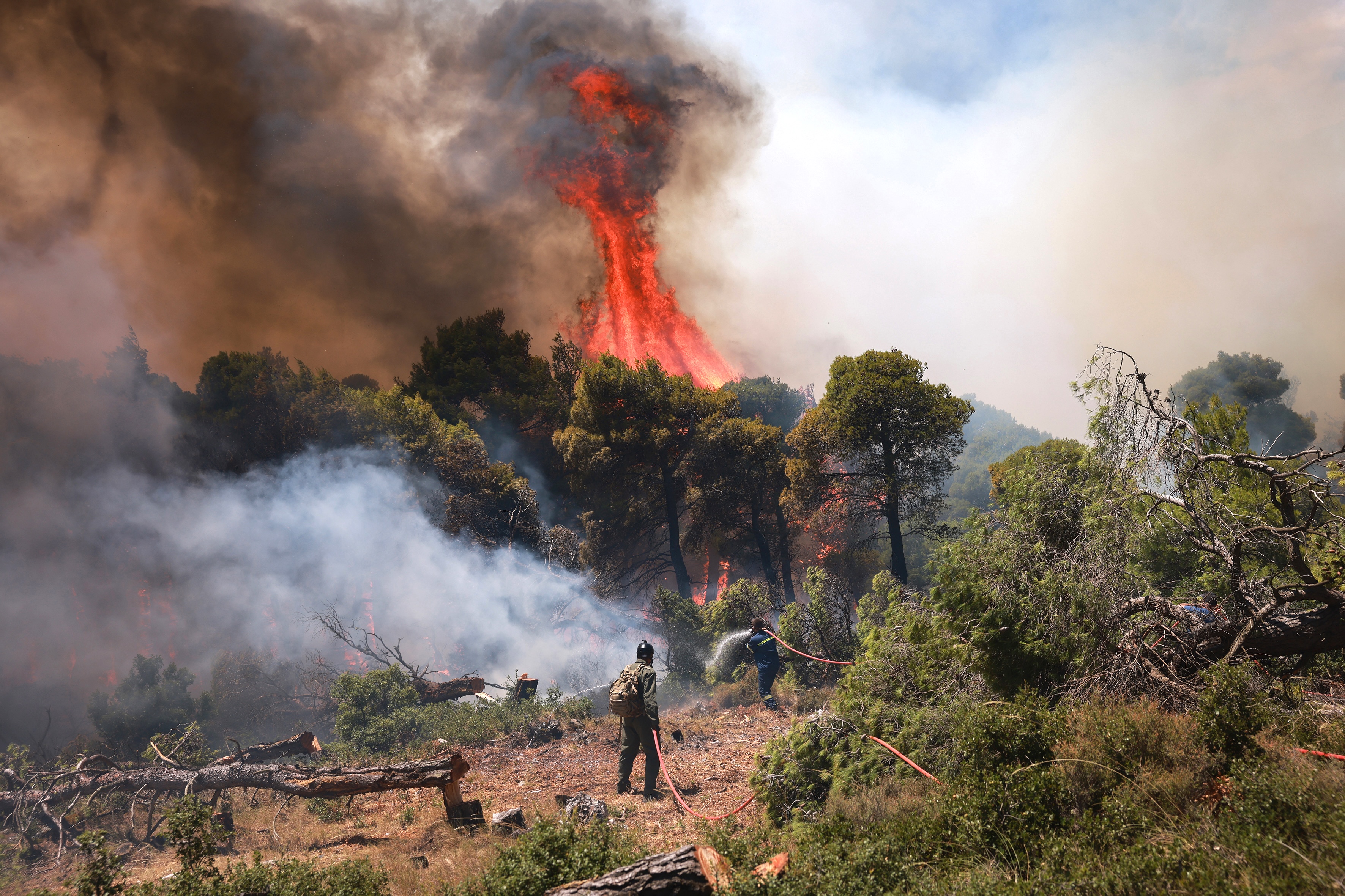 Greece Battles Raging Wildfires After Collision Between Firefighting Helicopters Kills Two
