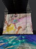Large-scale projection on Brooklyn Bridge calls attention to marine life off the coast of New York City