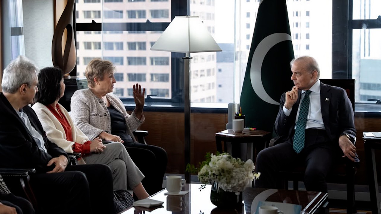 PM Shehbaz, IMF chief meet on UNGA sidelines as Fund kicks off Pakistan review