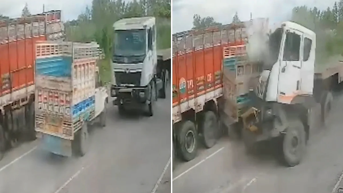 CCTV Captures Horror As Speeding Trailer Collides Head-On With Pickup In Kanpur, 2 Drivers Killed