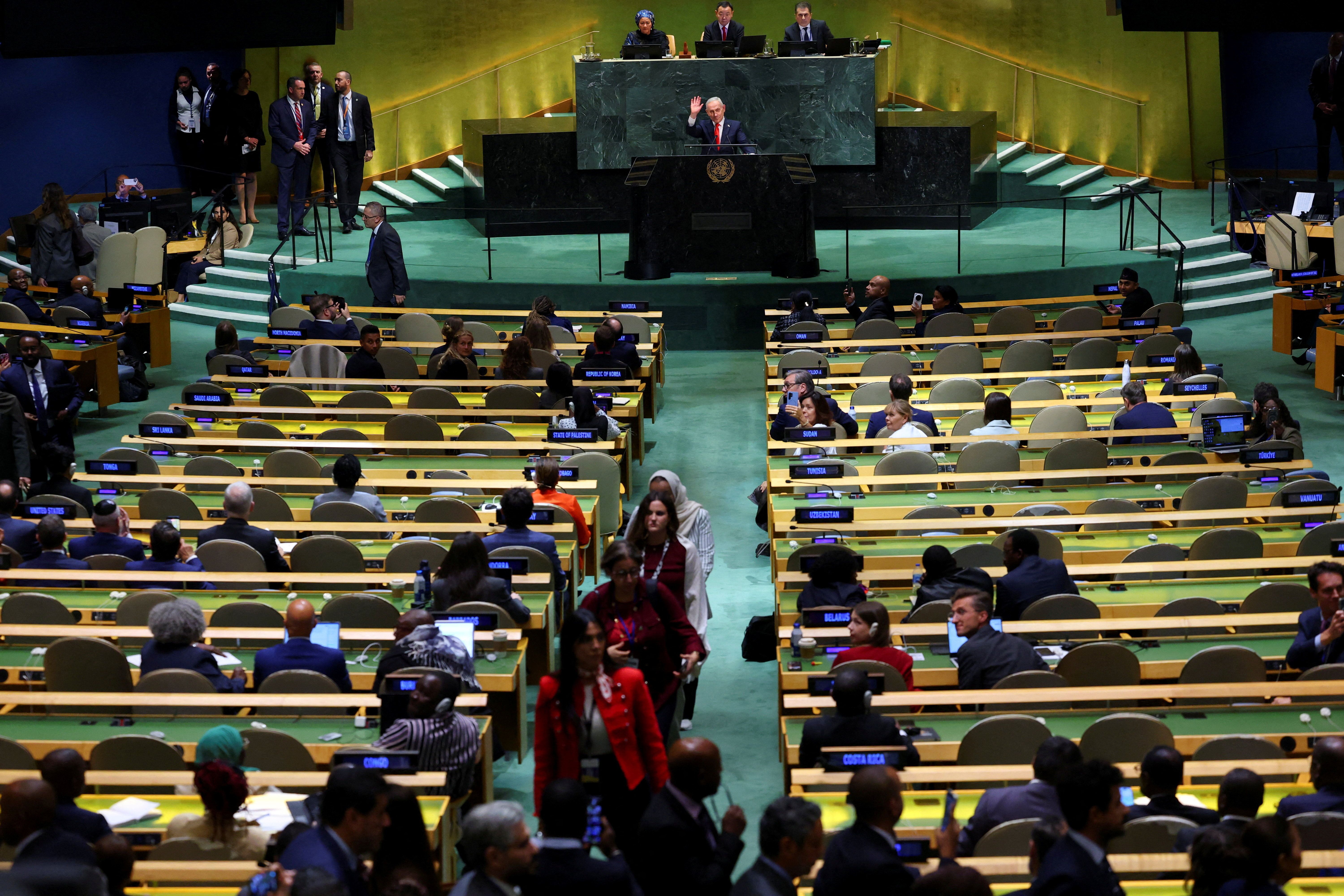 Israel's Netanyahu defends Iran war, rails against critics in combative UN speech