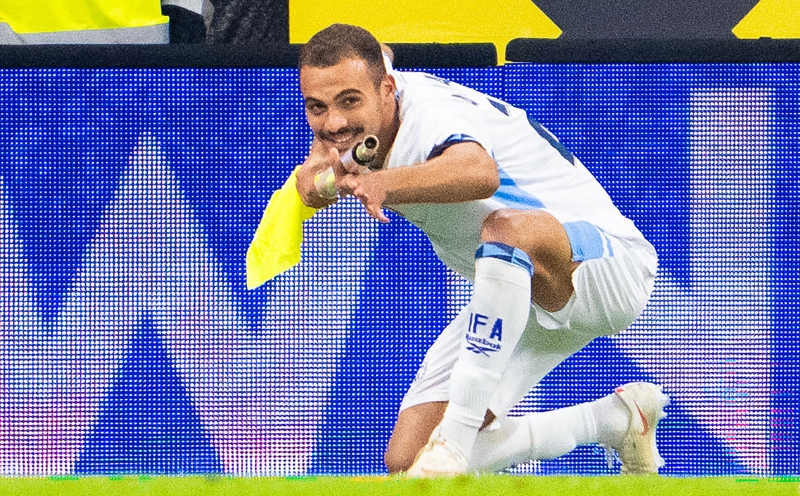 Israel's Abu Farchi sent off after gun gesture celebration