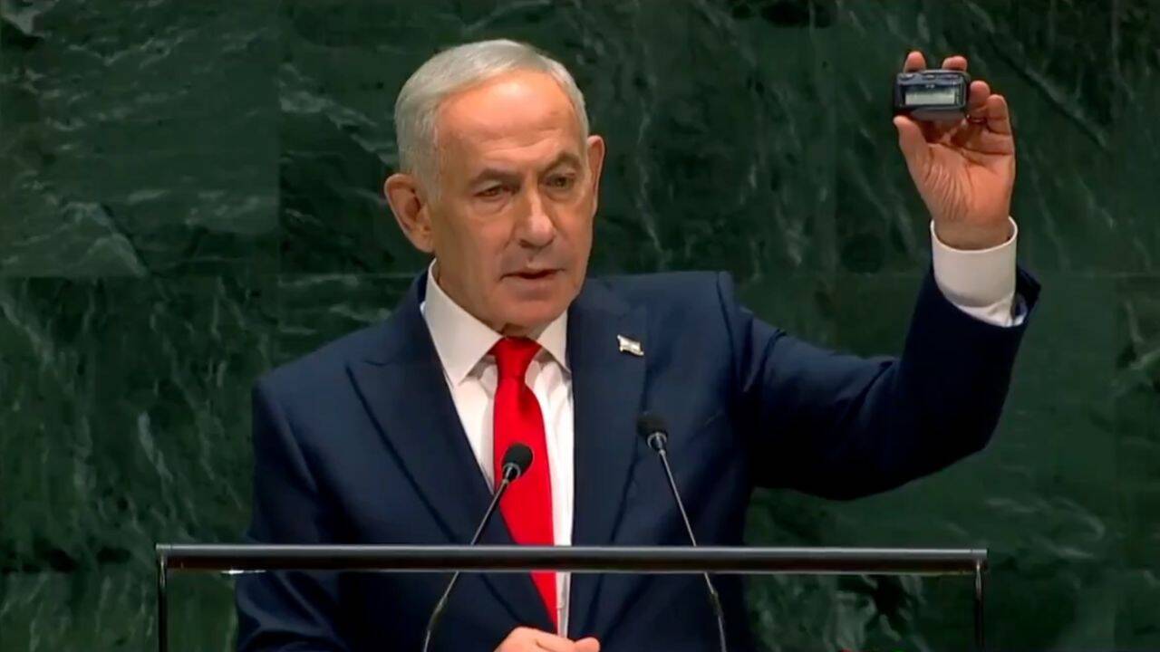 Watch: Netanyahu holds up pager at UN, recalls Israel’s attack on Hezbollah