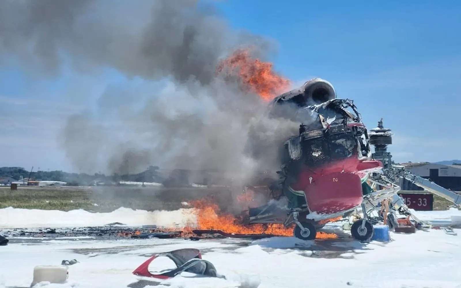 Aviation company denies helicopter caught fire at its facility