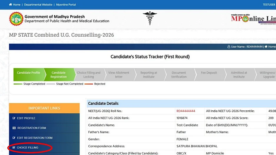 MP NEET UG Counselling 2026: Round 1 Merit List Released; Choice Filling Begins At dme.mponline.gov.in